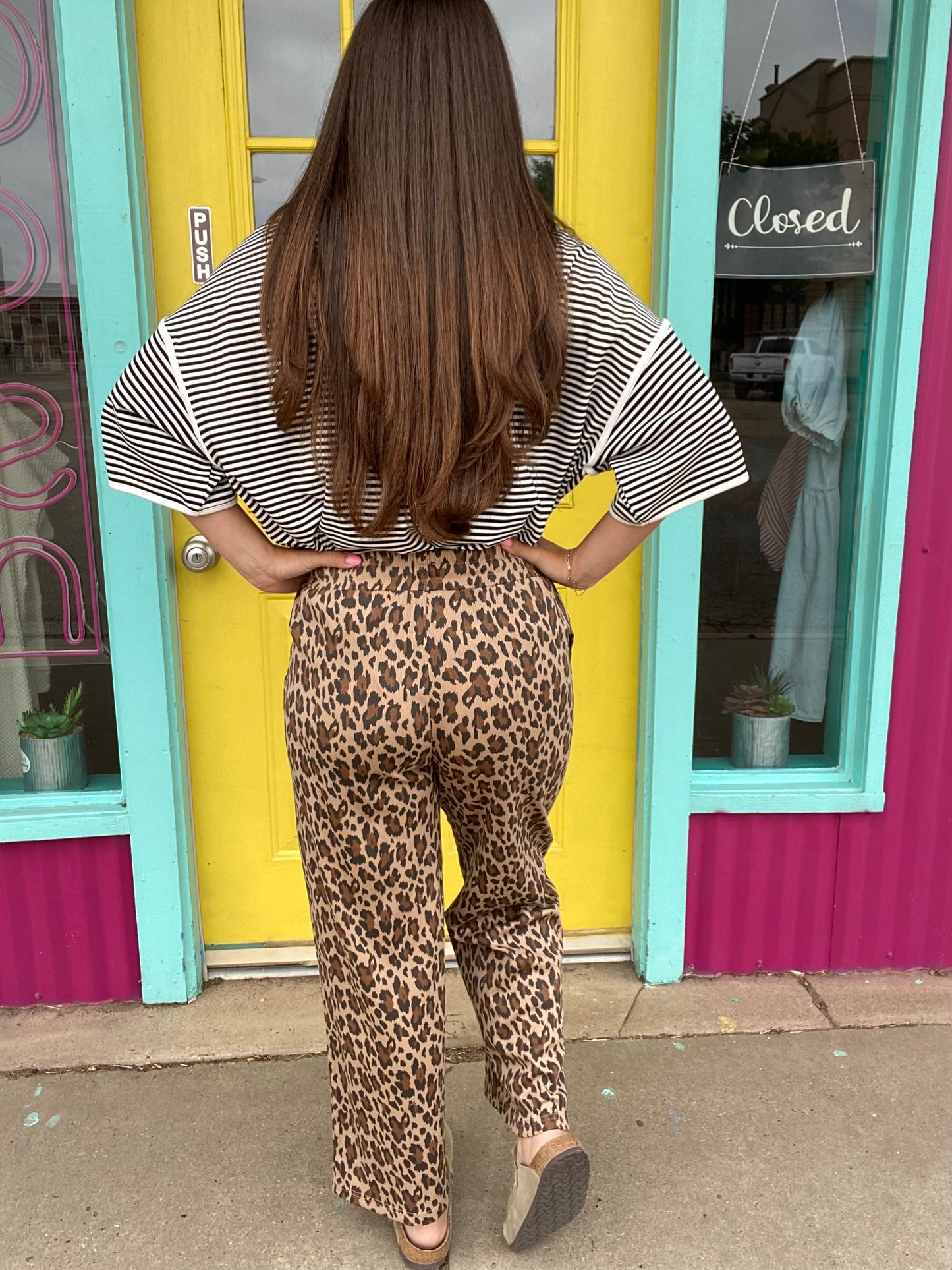 Totally Casual Leopard Print Ribbed Pant