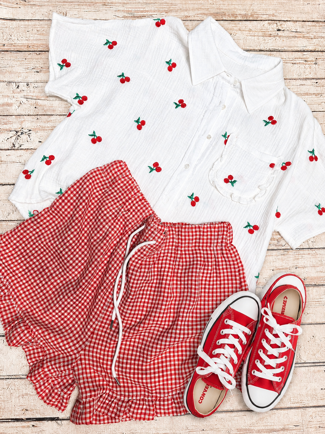 Cherry Gauze Top