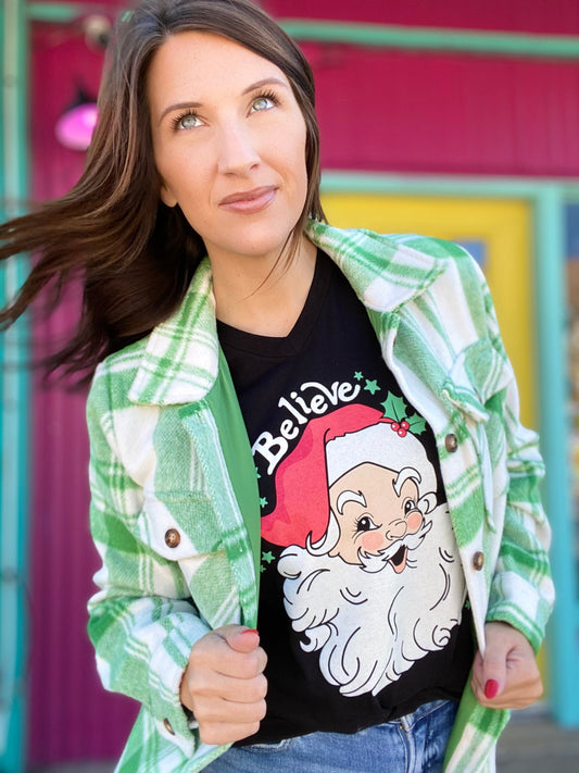 Aimee Green & Cream Plaid Jacket