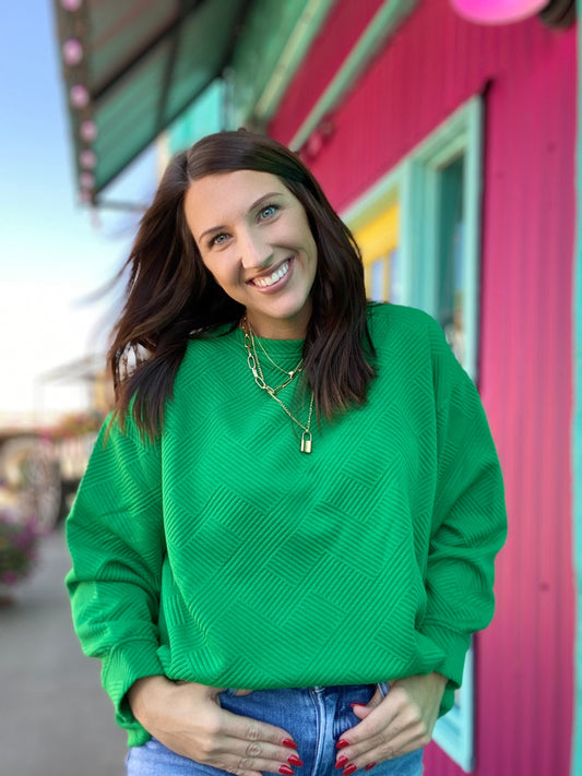 Shirts & Tops Billie Textured Pullover- Emerald
