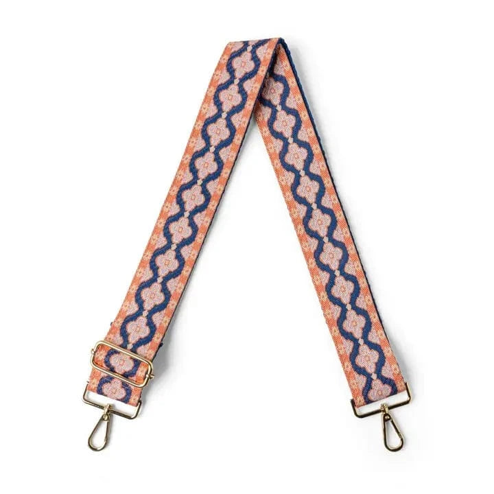 Other Goodies Coral & Navy Quatrafoil Bag Strap