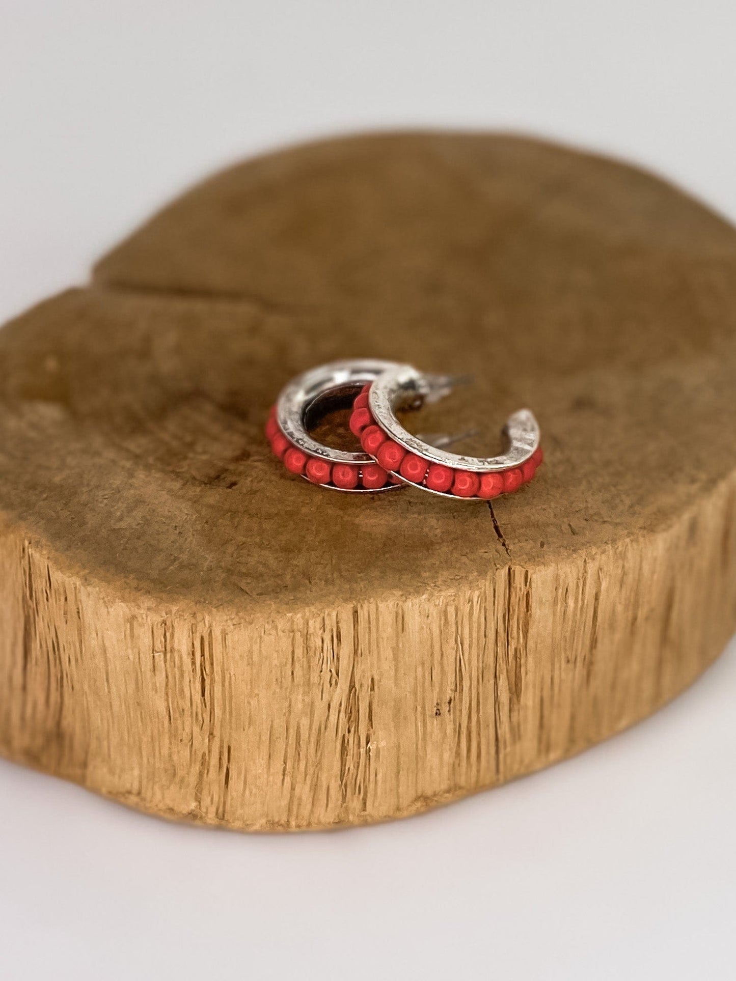 Earrings Coral Red Chubby Hoop Earring