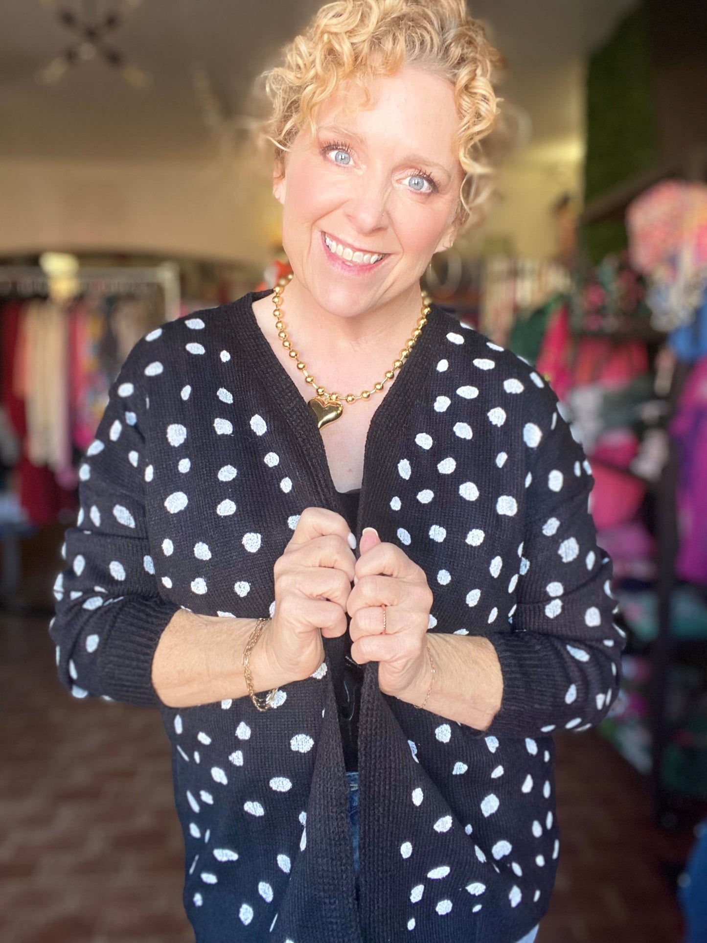 Tops Dottie Polka Dot Cardigan