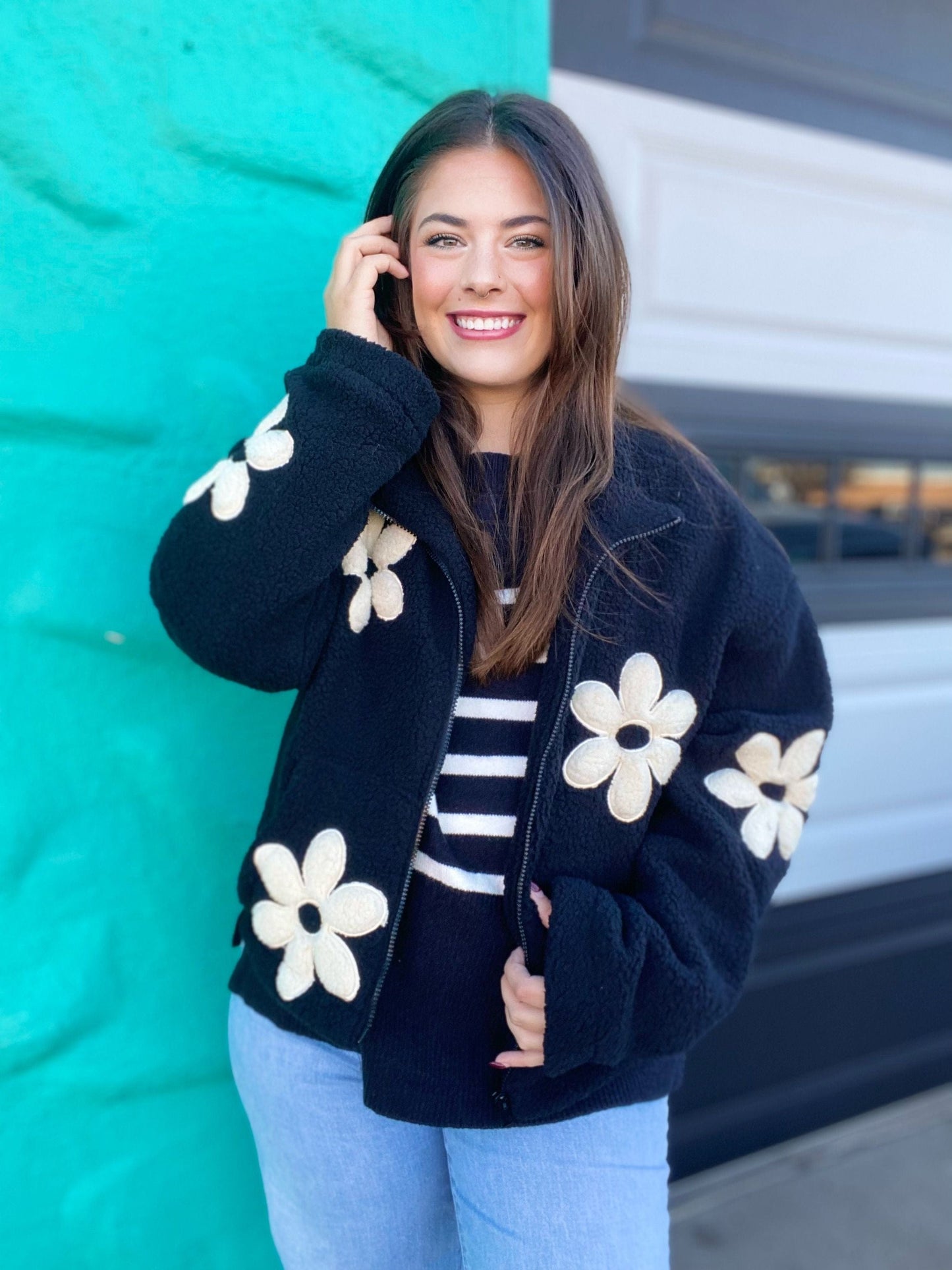 Outerwear Flower Pop Fleece Jacket