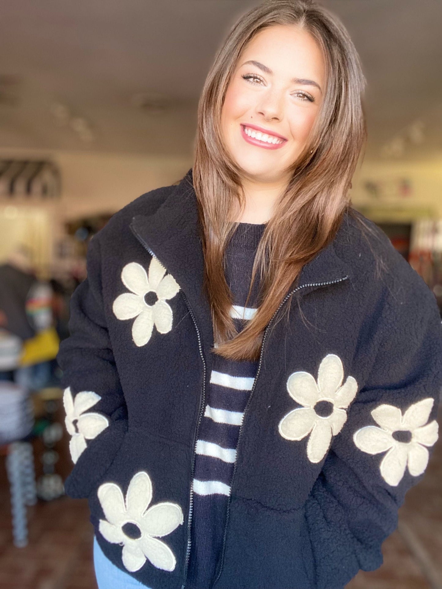 Outerwear Flower Pop Fleece Jacket