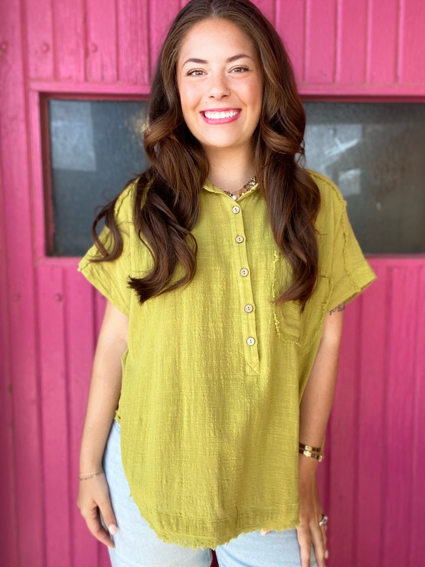 Tops Gauzy Top Apple Green