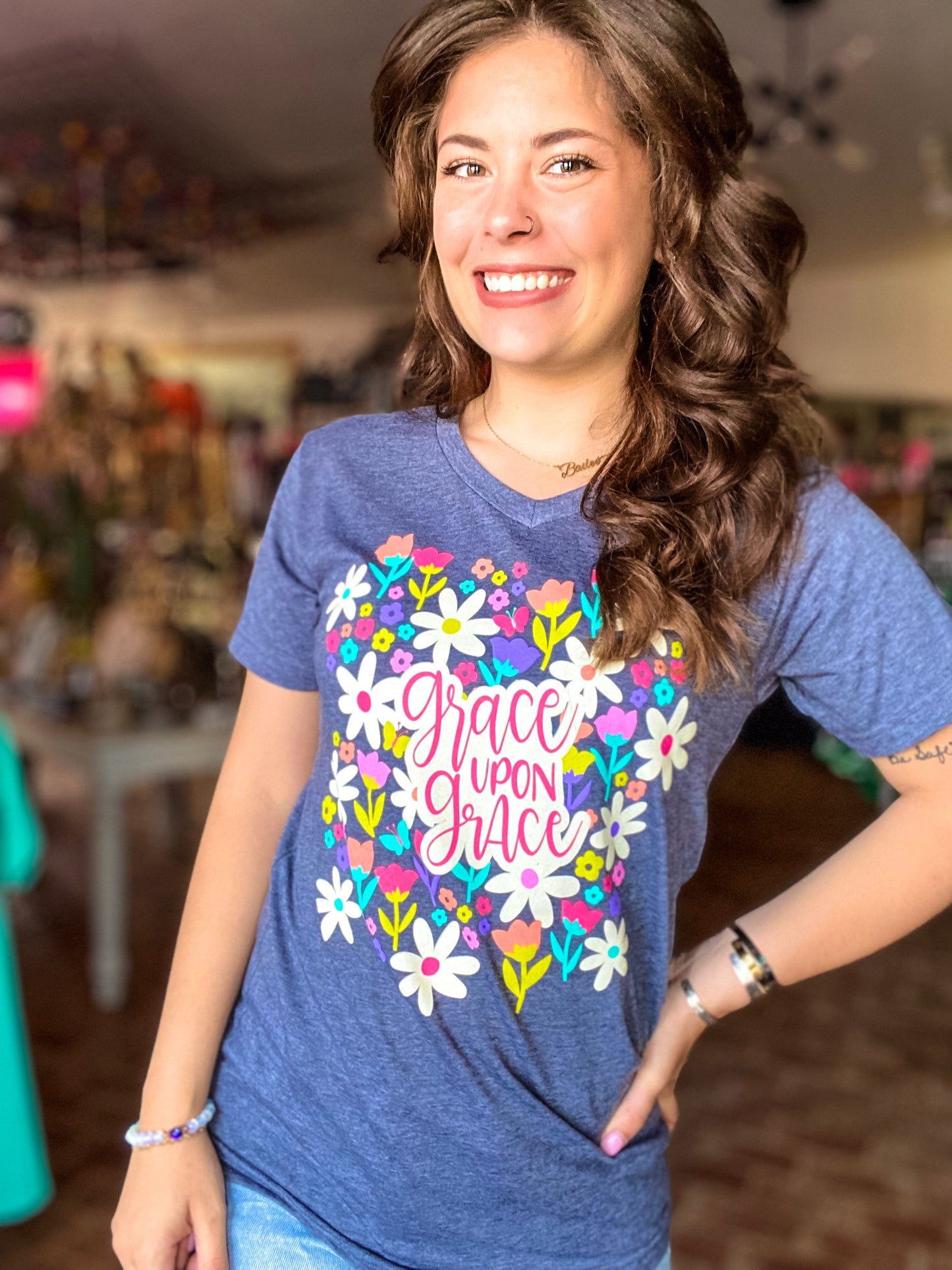 Graphic Tees Grace Upon Grace Floral Tee