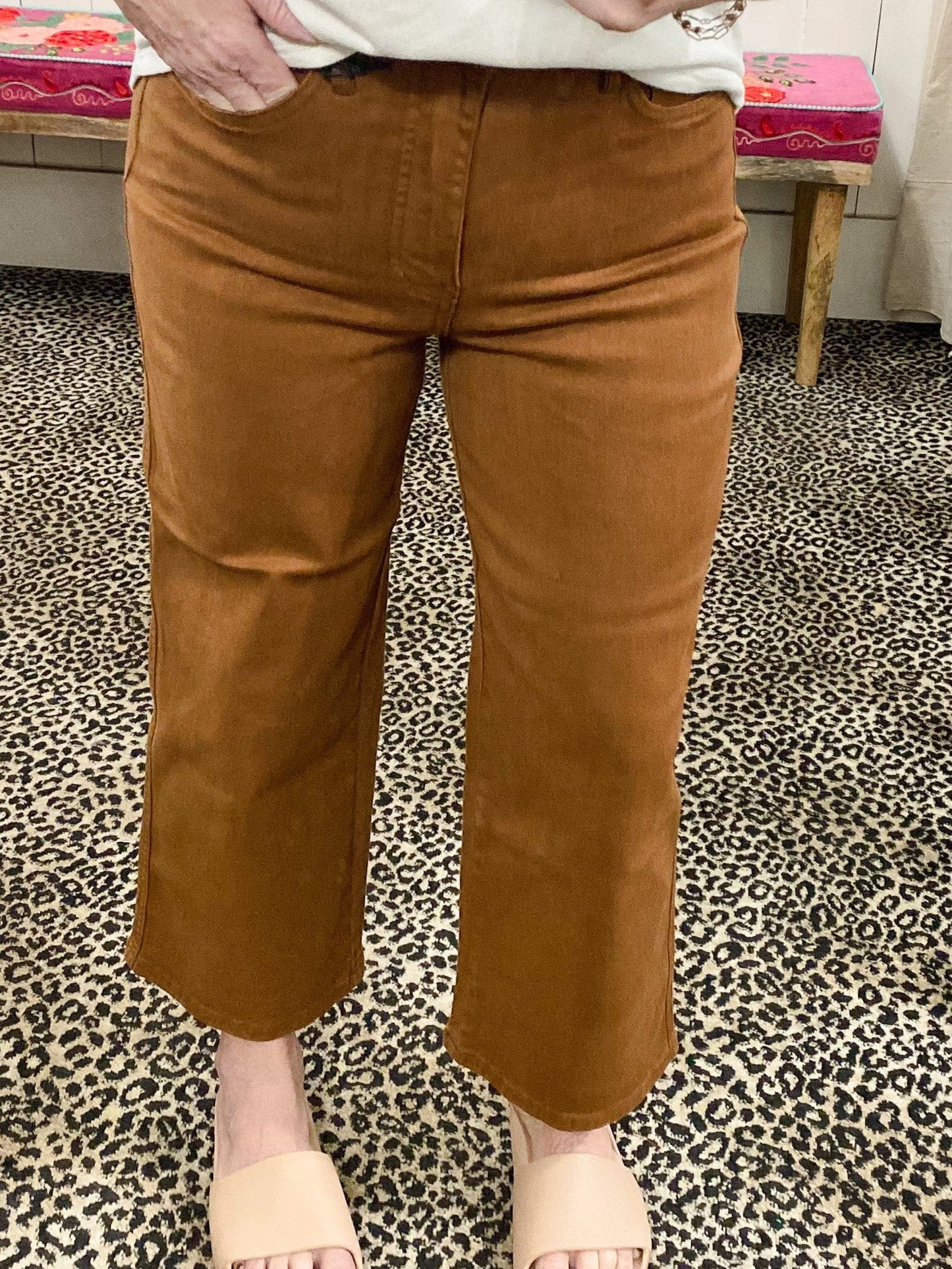 Bottoms Judy Blue High Waist Wide Leg-Camel