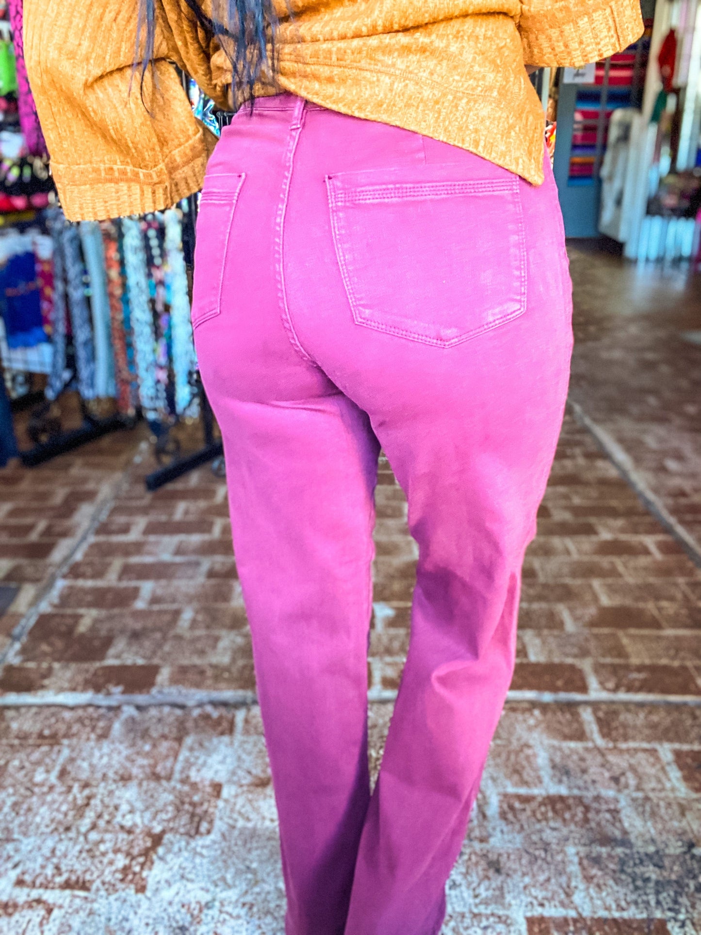 Bottoms Judy Blue Maroon Wide Leg Denim