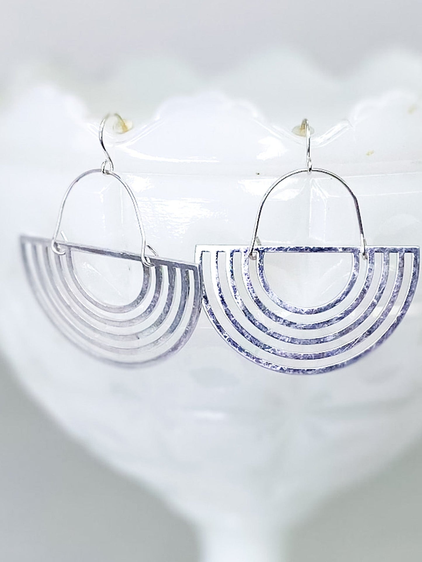 Earrings Matte Half Circle-Silver