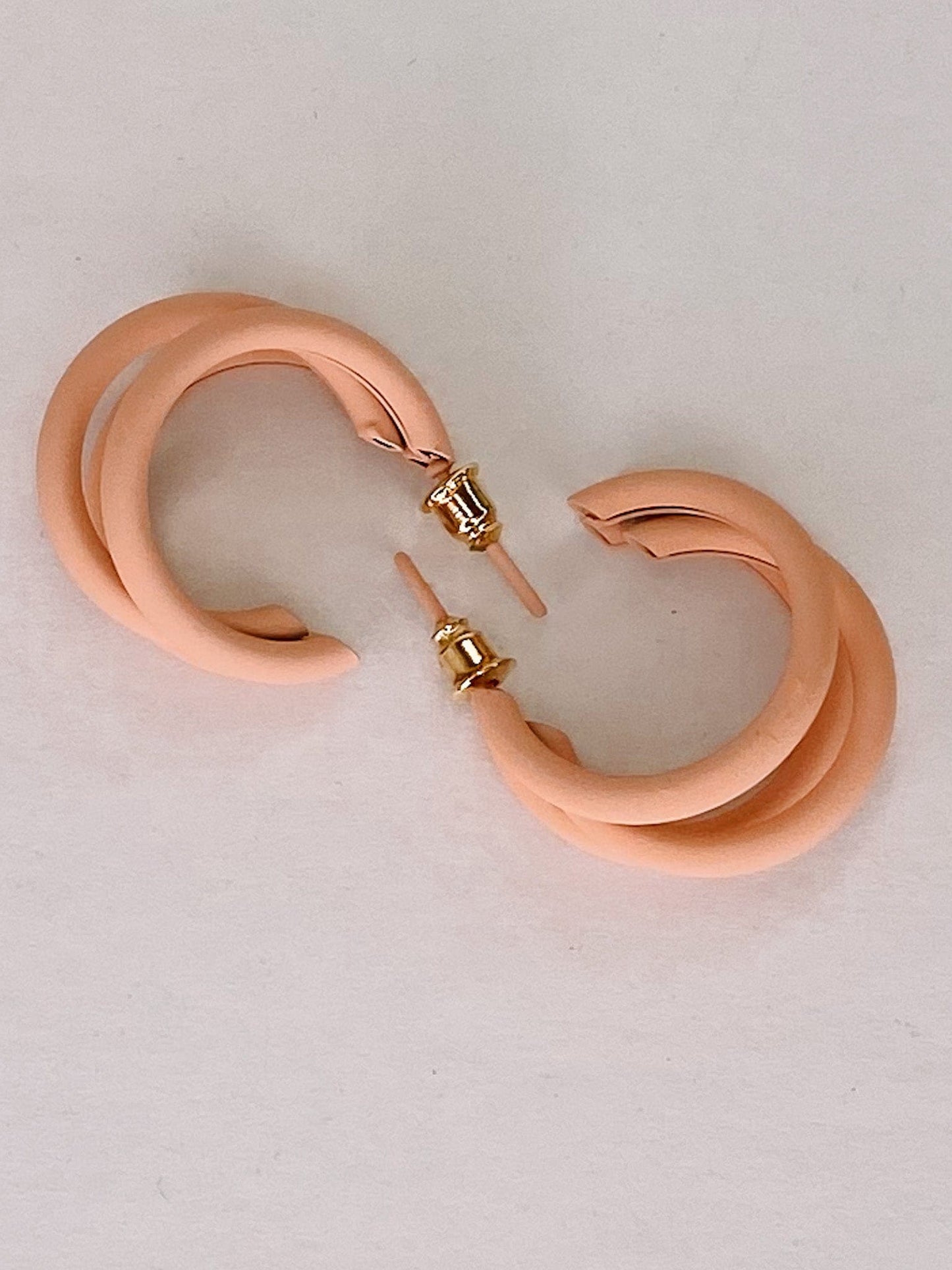 Accessories Matte Triple Hoop- Peachy