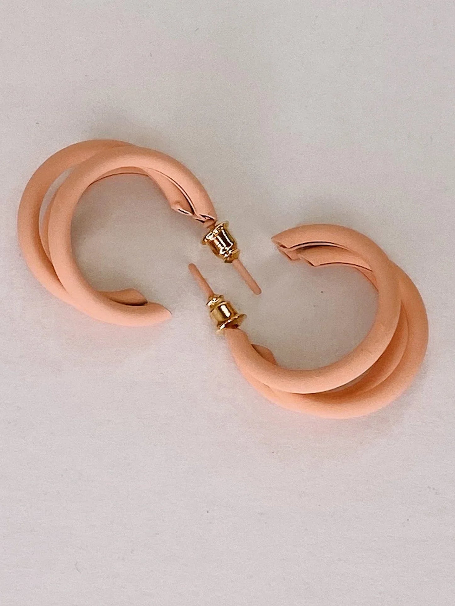Accessories Matte Triple Hoop- Peachy