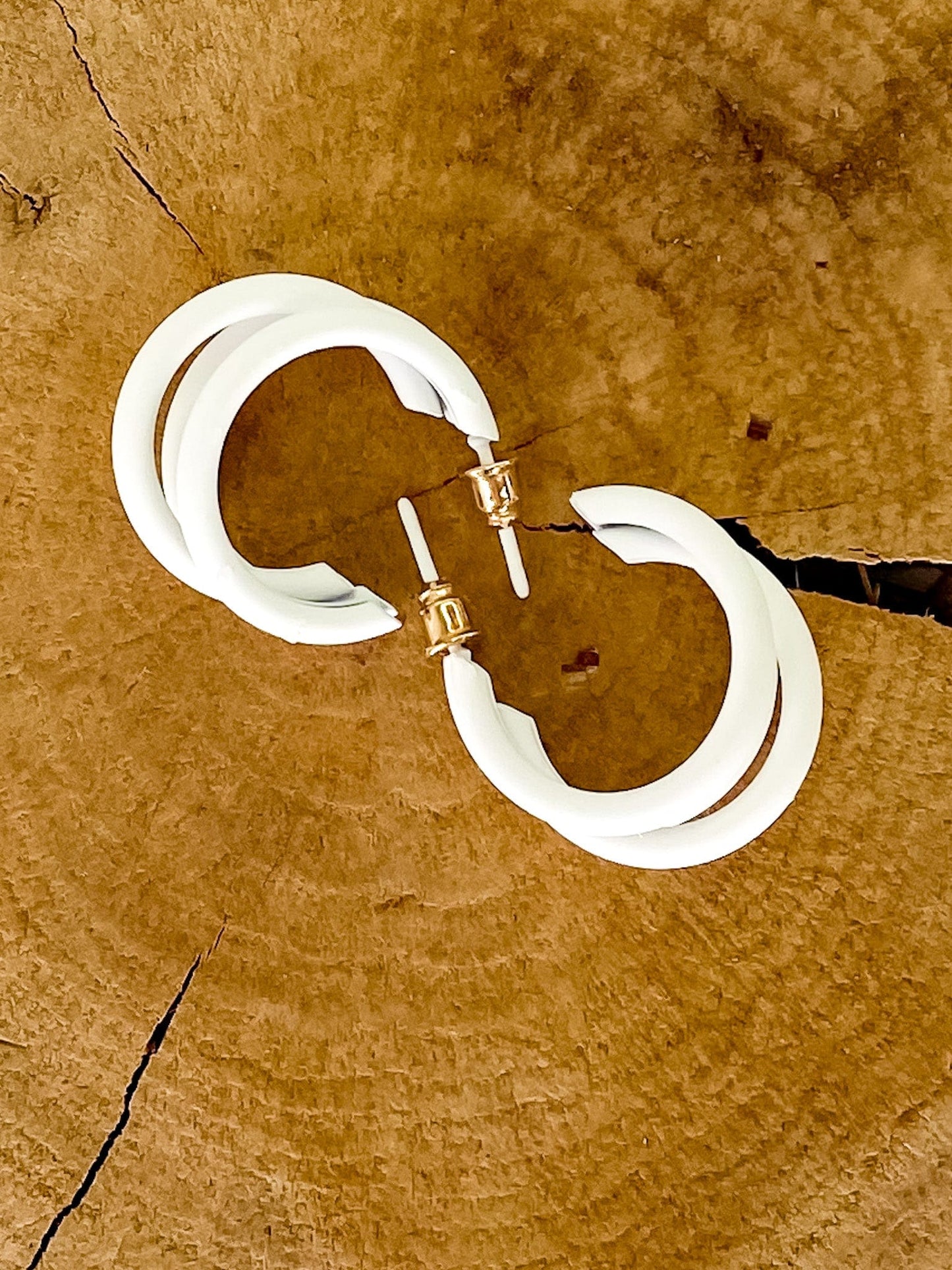 Accessories Matte Triple Hoop- White