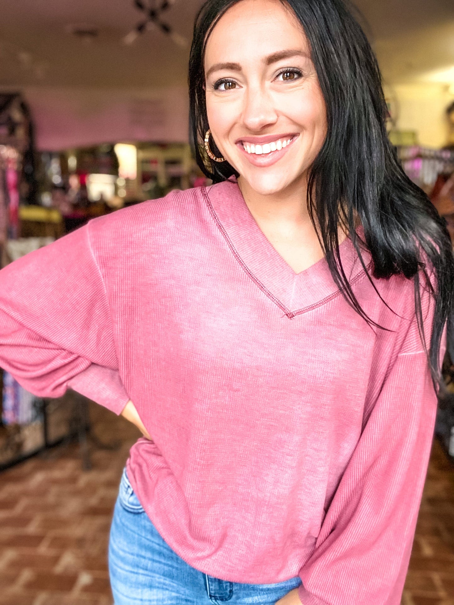 Shirts & Tops Mineral Wash Waffle Tee-Rose