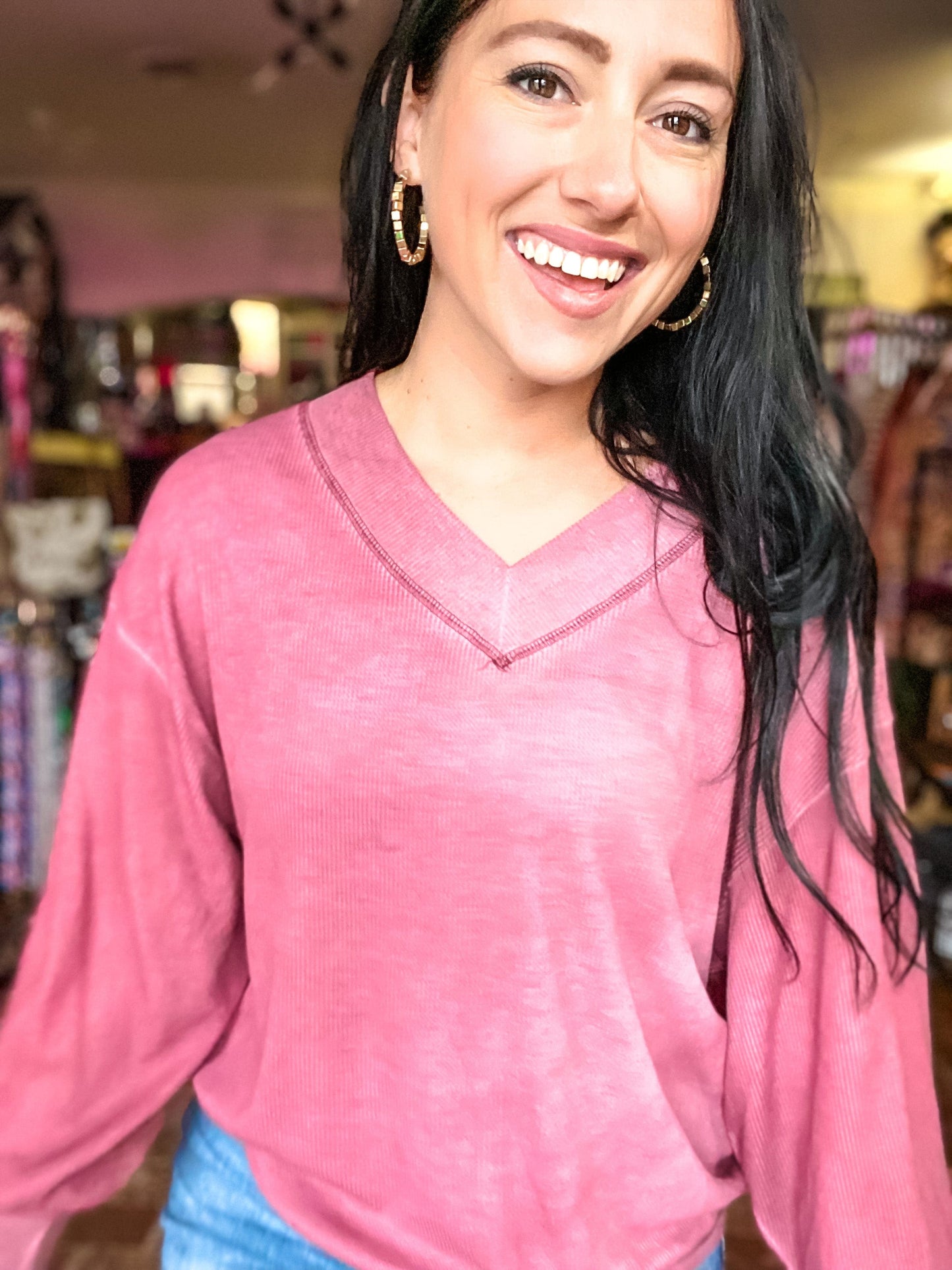 Shirts & Tops Mineral Wash Waffle Tee-Rose