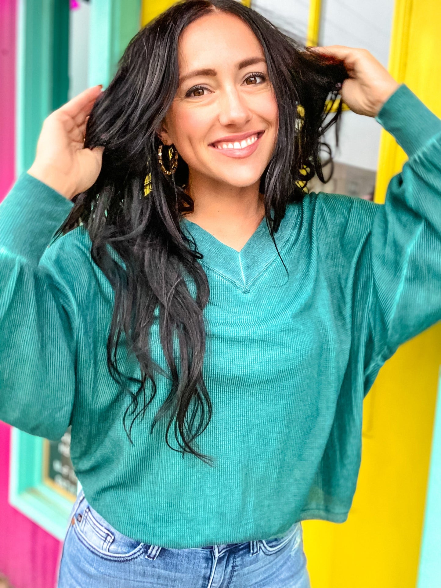 Shirts & Tops Mineral Wash Waffle Tee-Teal