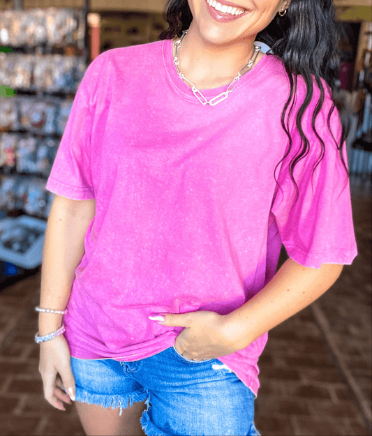 Graphic Tees Mineral Washed Not So Basic Tee-Pink