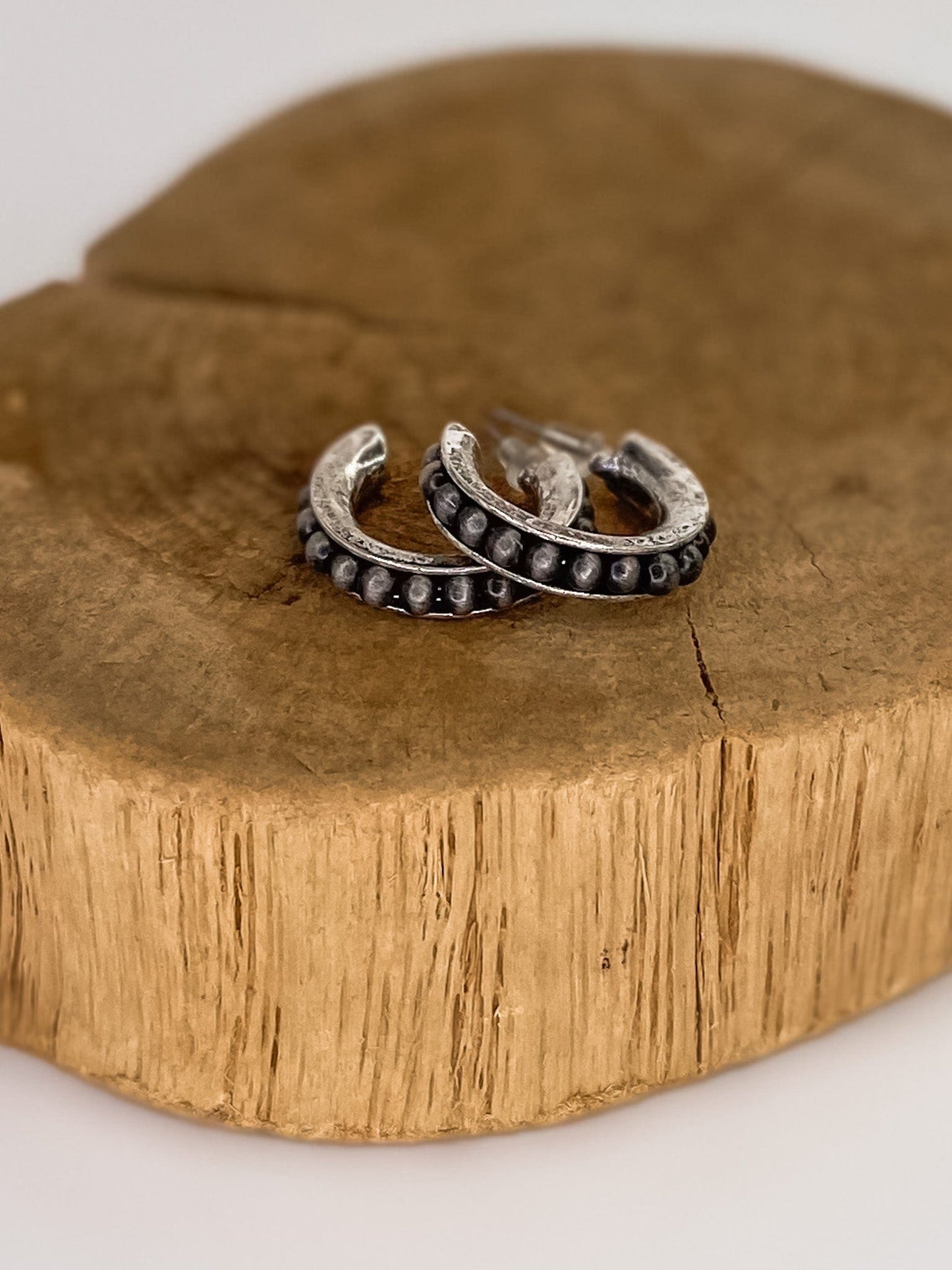 Earrings Navajo Bead Chubby Hoop Earring