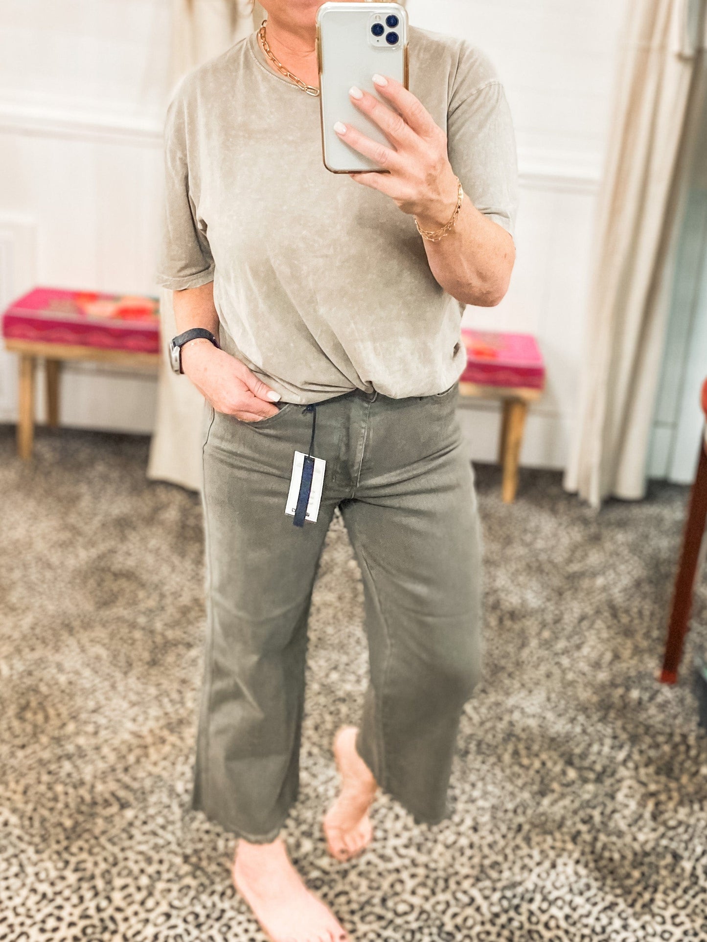 Bottoms Olive Wide Leg Judy Blue Denim