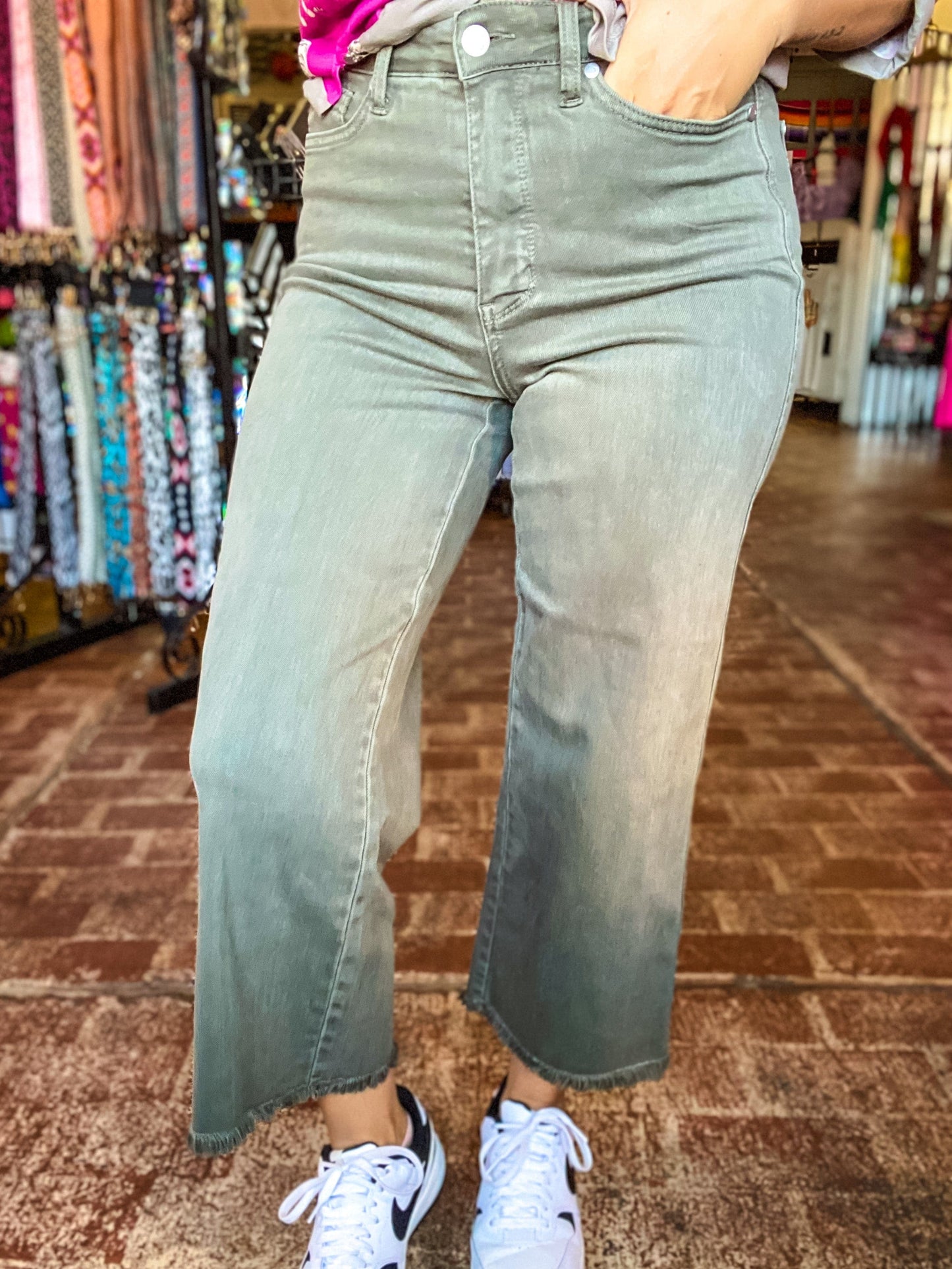 Bottoms Olive Wide Leg Judy Blue Denim
