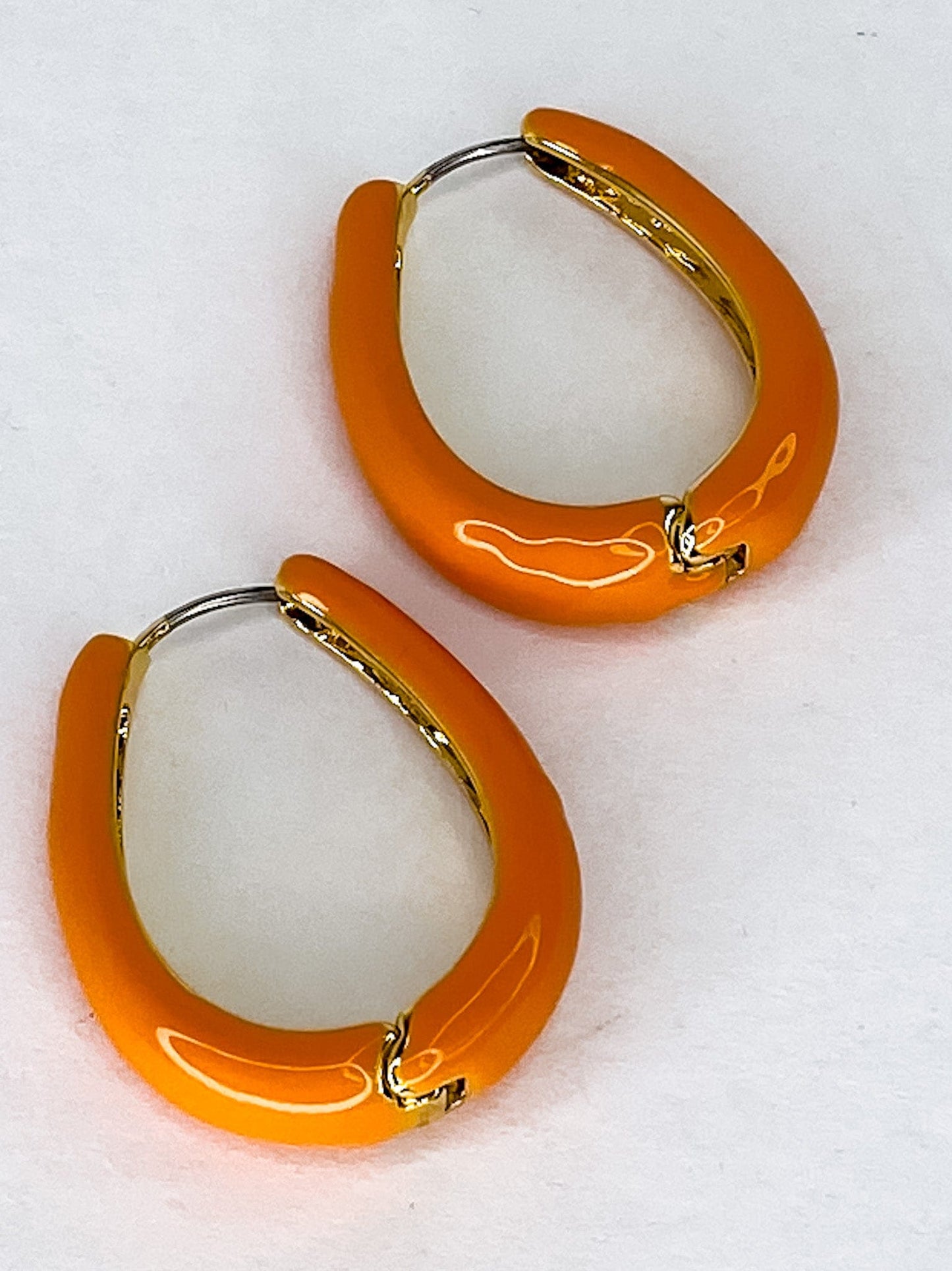 Earrings Orange Enamel Hoop