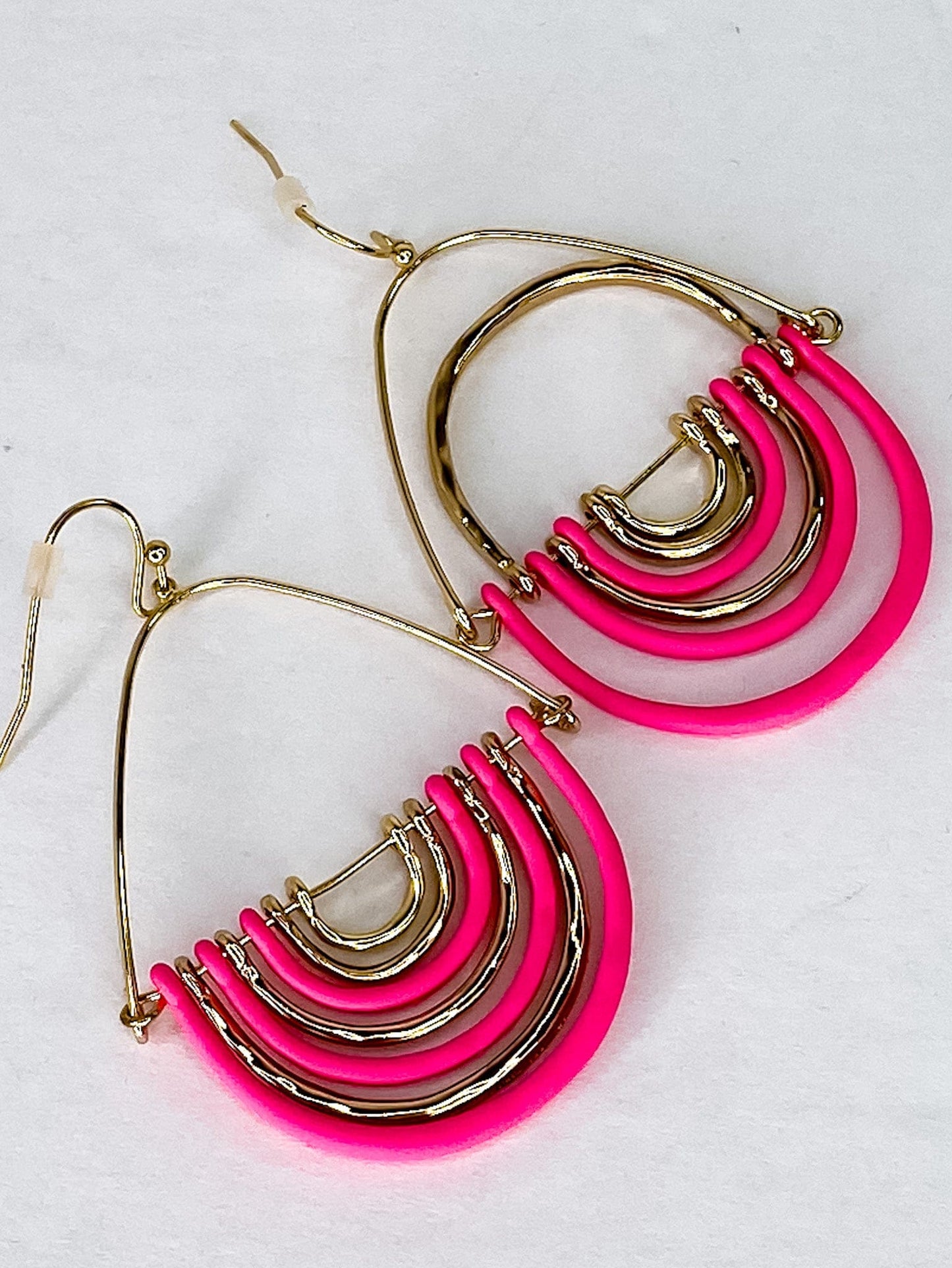 Earrings Pink and Gold Teardrop Earring