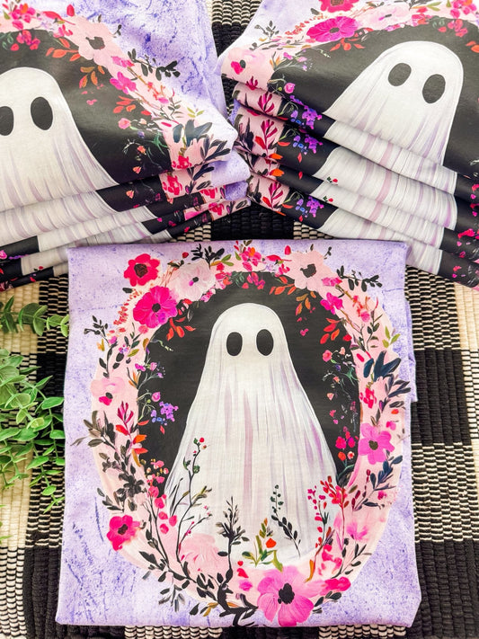 Graphic Tees Purple Floral Ghost Tee