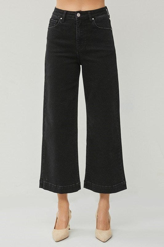 Bottoms Risen Black Ankle Wide Jean
