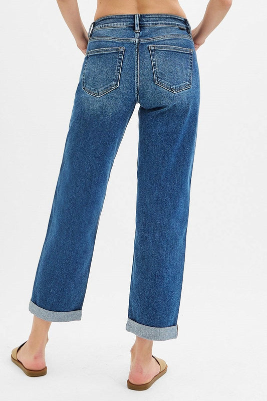 Bottoms Risen Mid Rise Boyfriend RollUp Jeans