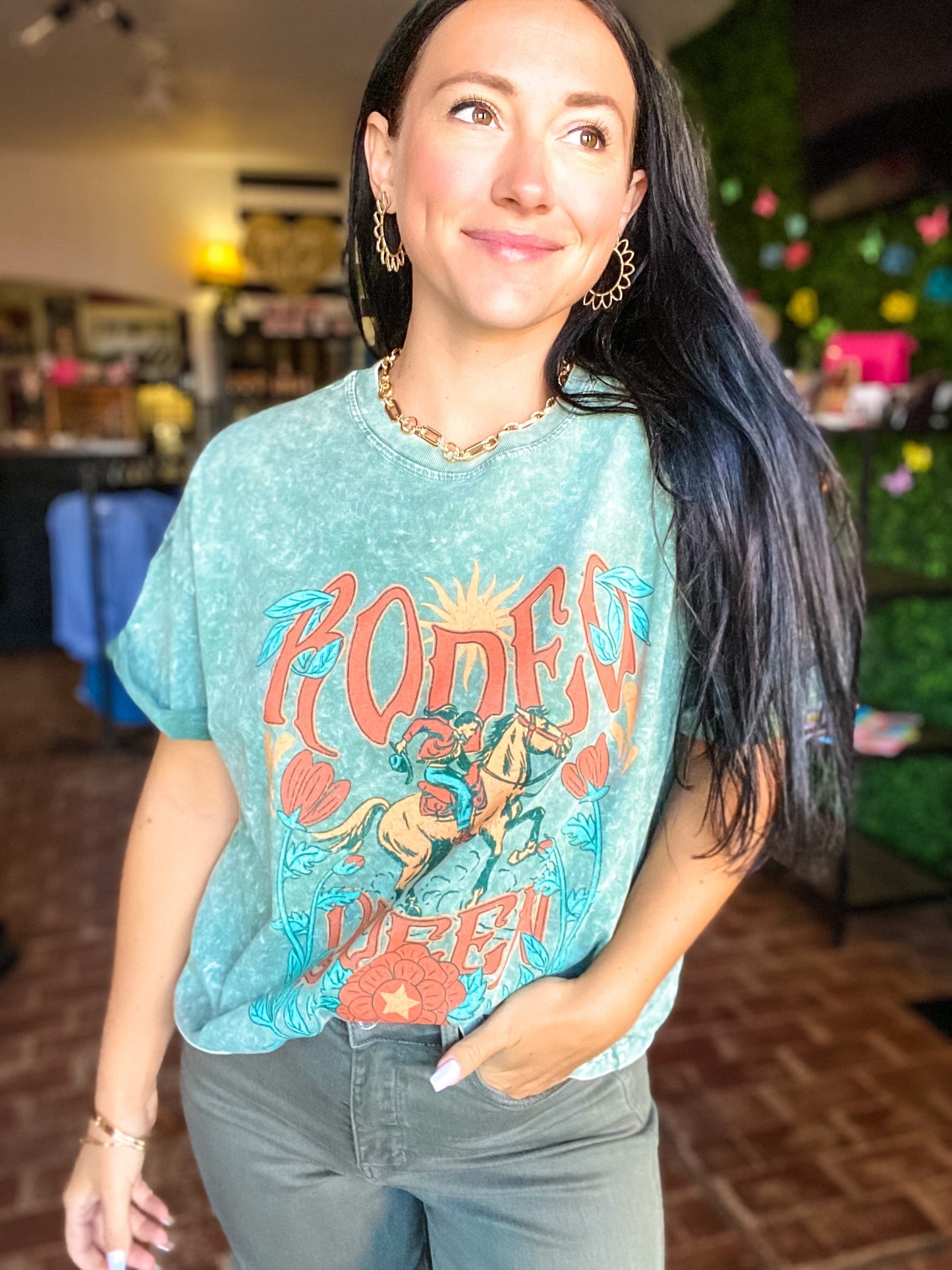 Graphic Tees Rodeo Queen Mineral Wash Tee