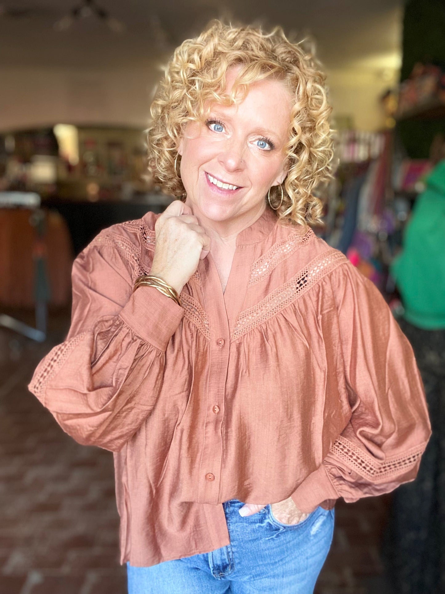 apparel Rust Peasant Blouse