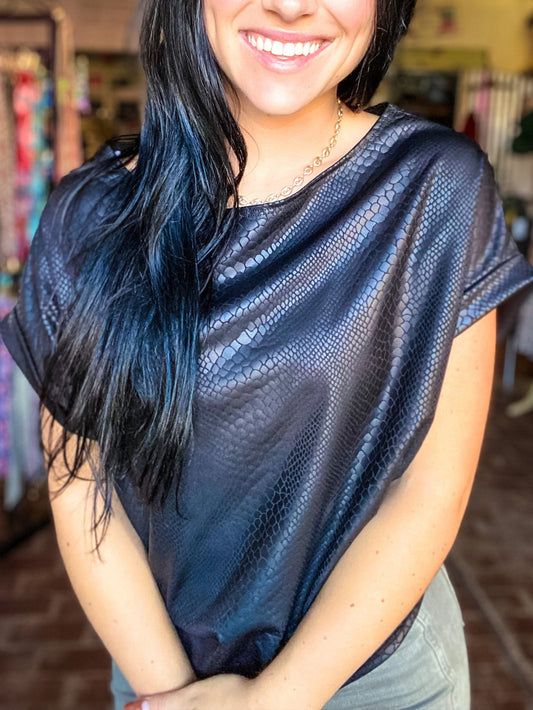 Shirts & Tops Selene Snake Print Wide Neck Top