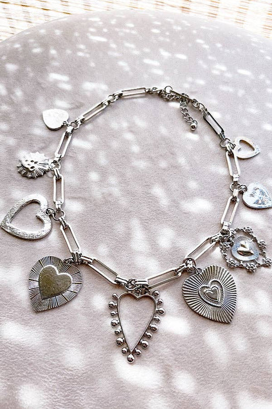 Jewelry Casey Silver Heart Charm Necklace Silver