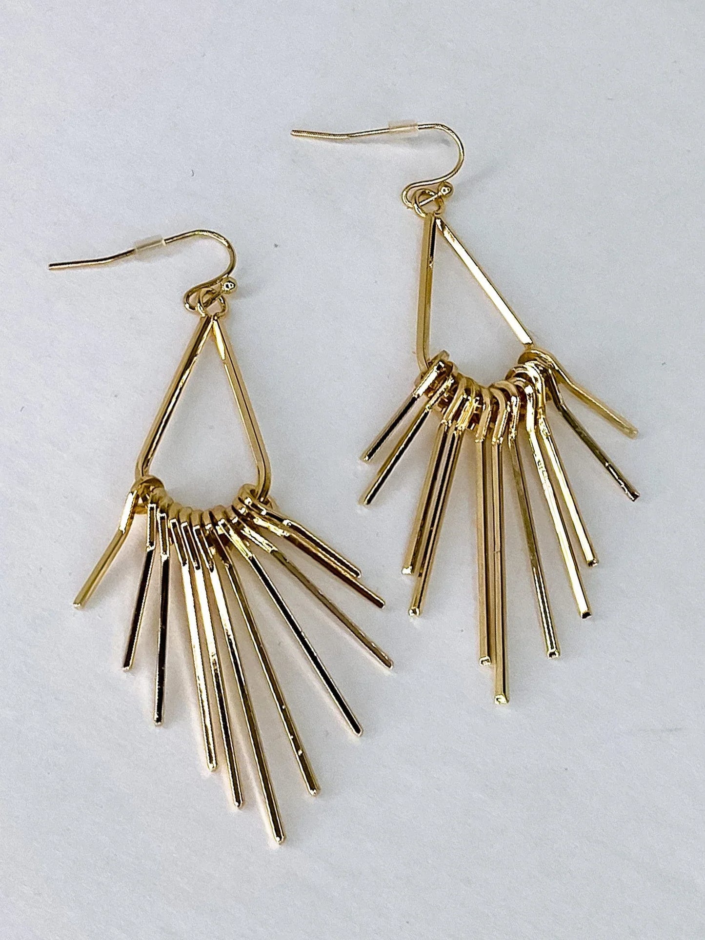 Earrings Spikey Teardrop Earrings-Golden