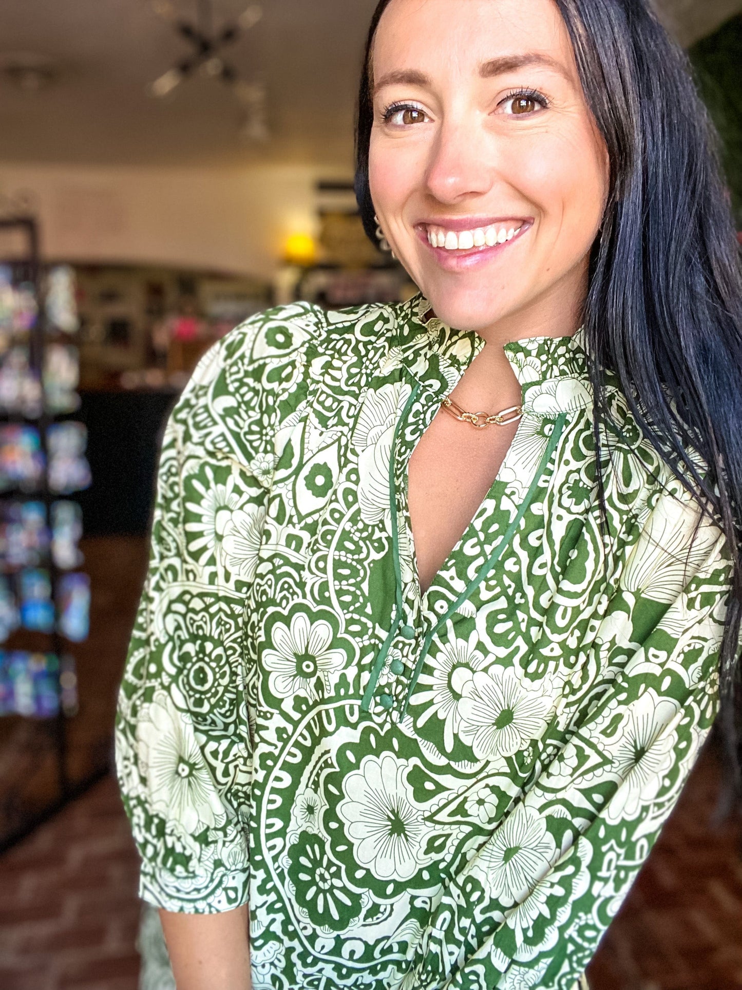 Tops Tate Floral Blouse-Olive