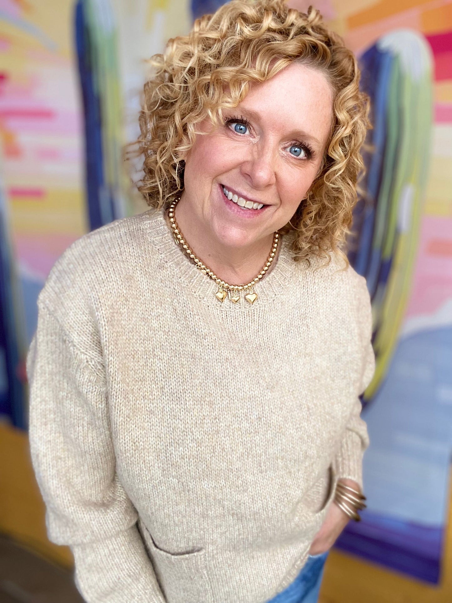 Tops Totally Neutral Patch Pocket Sweater