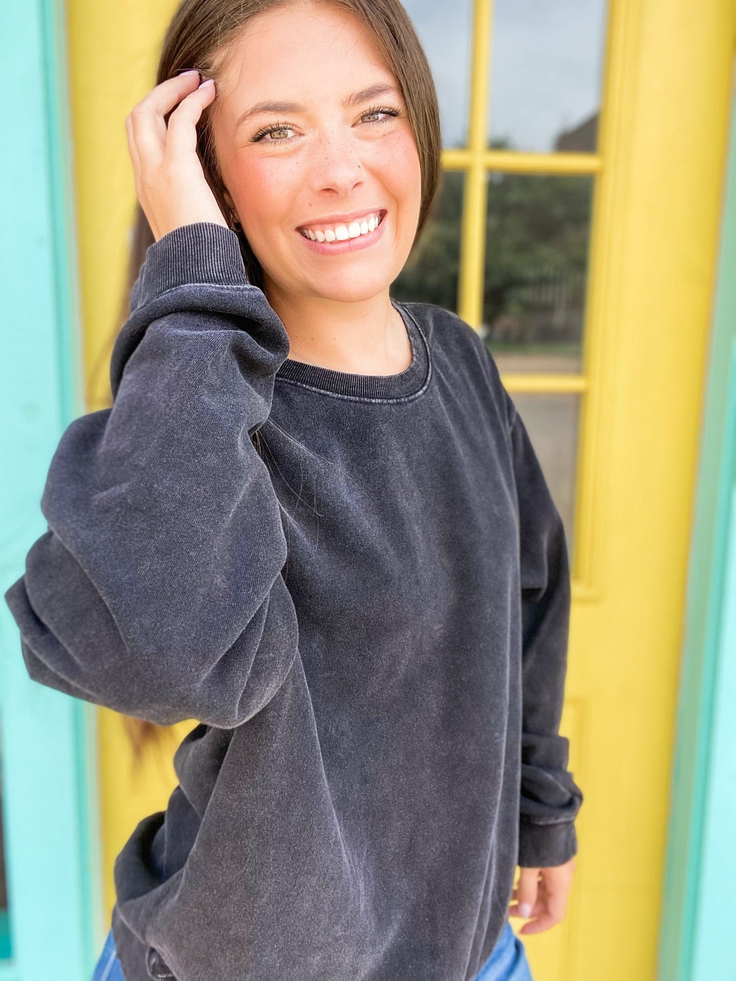 Shirts & Tops Trina Pullover Basic Sweatshirt-Black