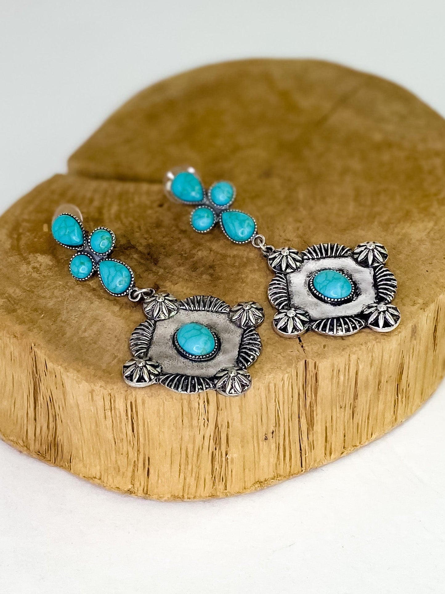 Earrings Turquoise and Concho Drop Earring