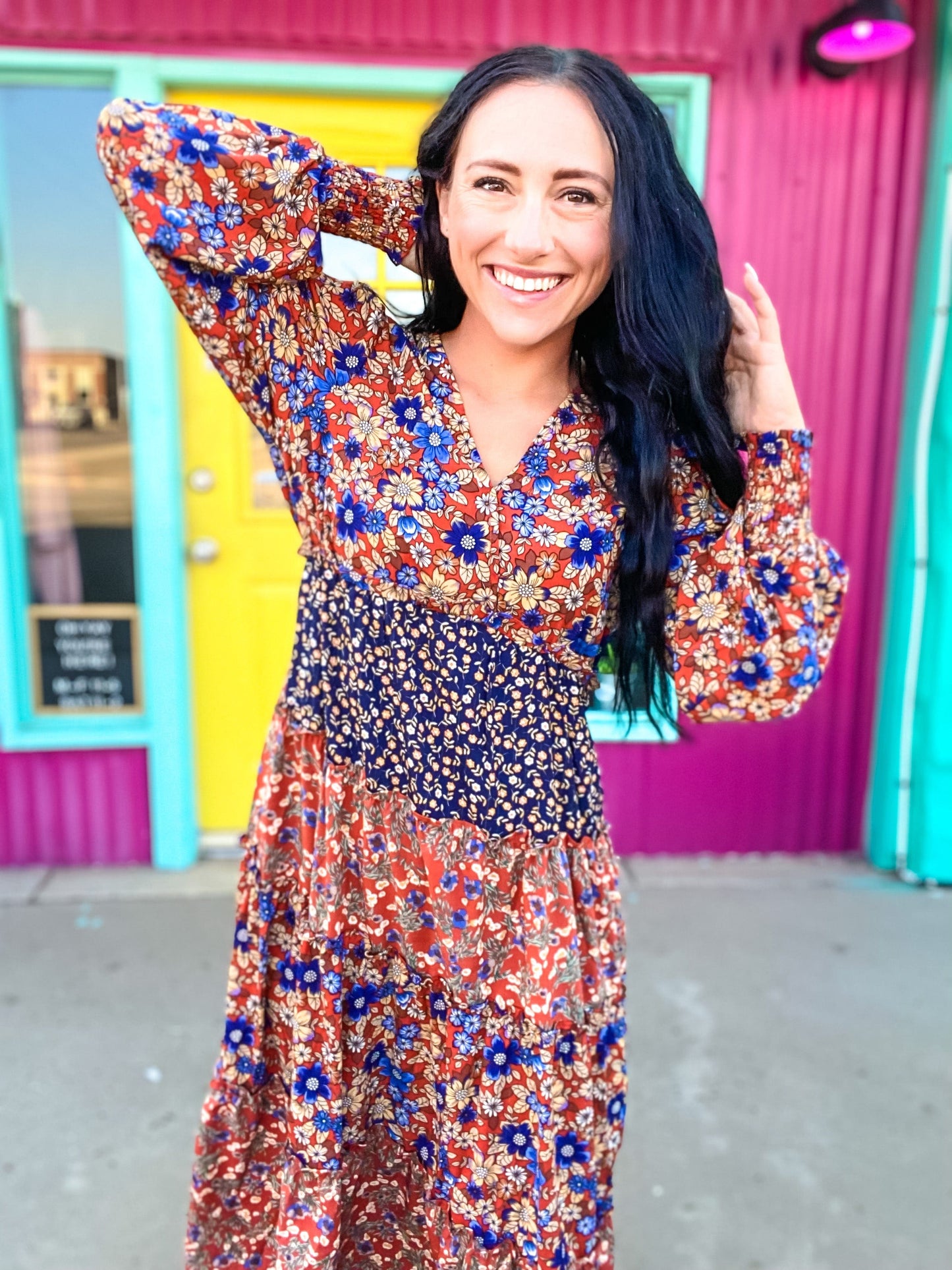 Dresses Umgee Fall Boho Dress- Brick Red Mix
