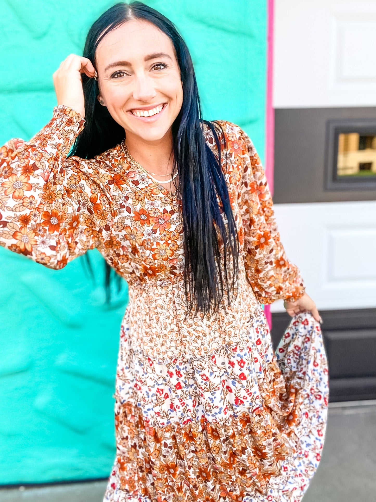Dresses Umgee Fall Boho Dress- Orange Mix