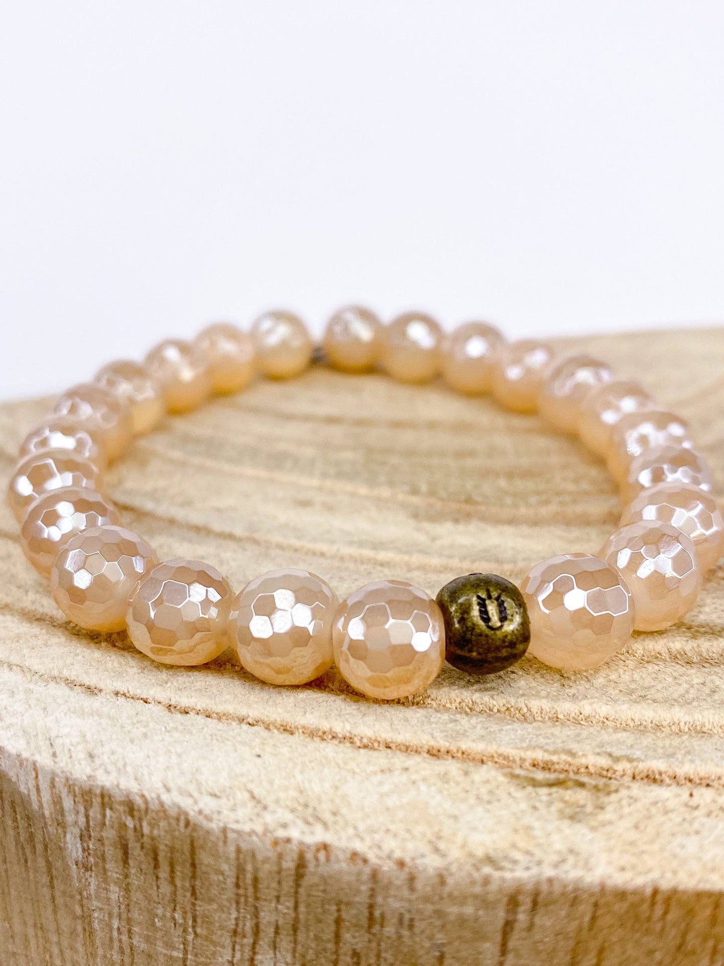 Bracelets Faceted Stretch Bracelet Apricot