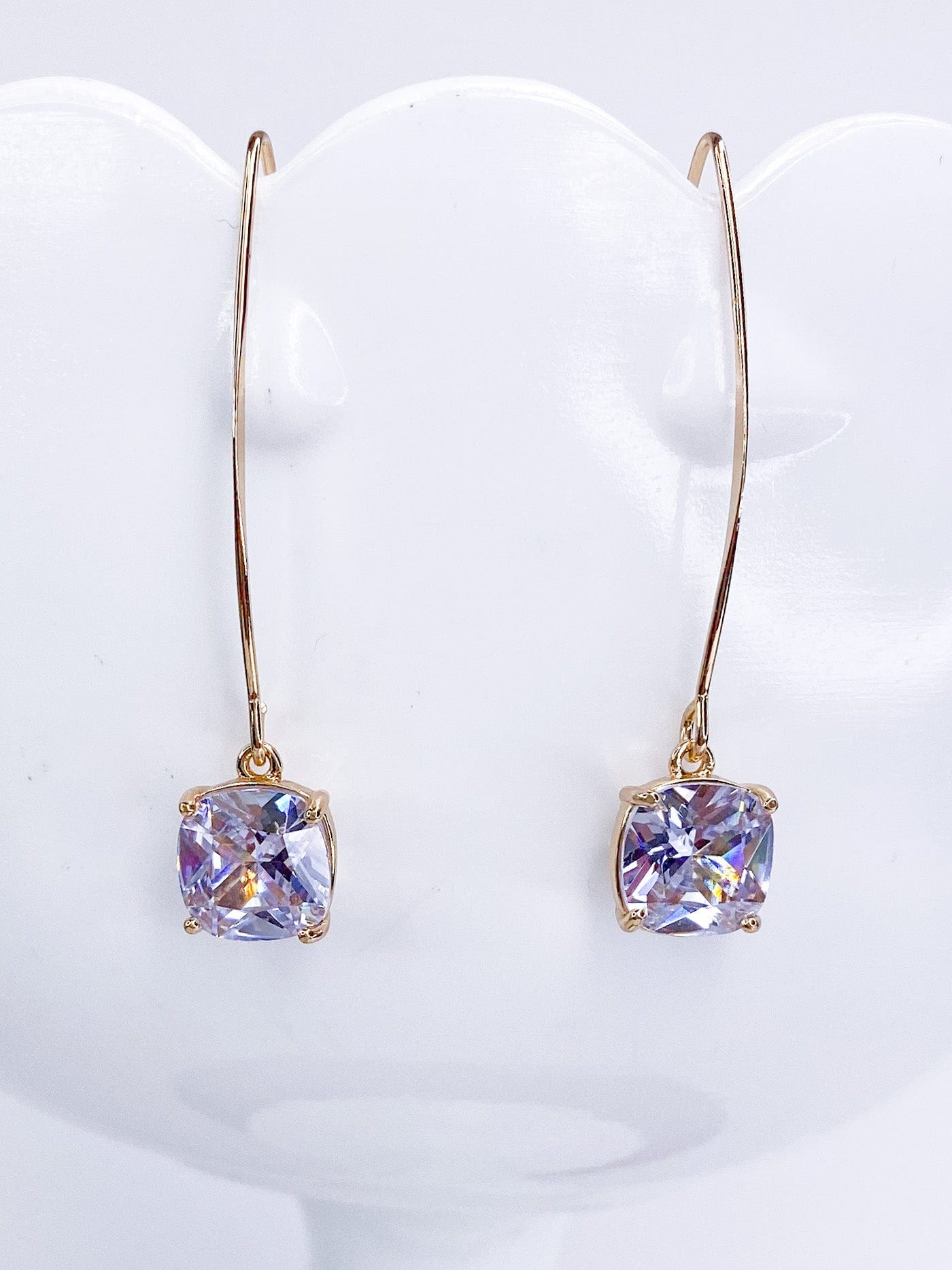 Earrings Mini Melania Square Cut Earring Clear Gold