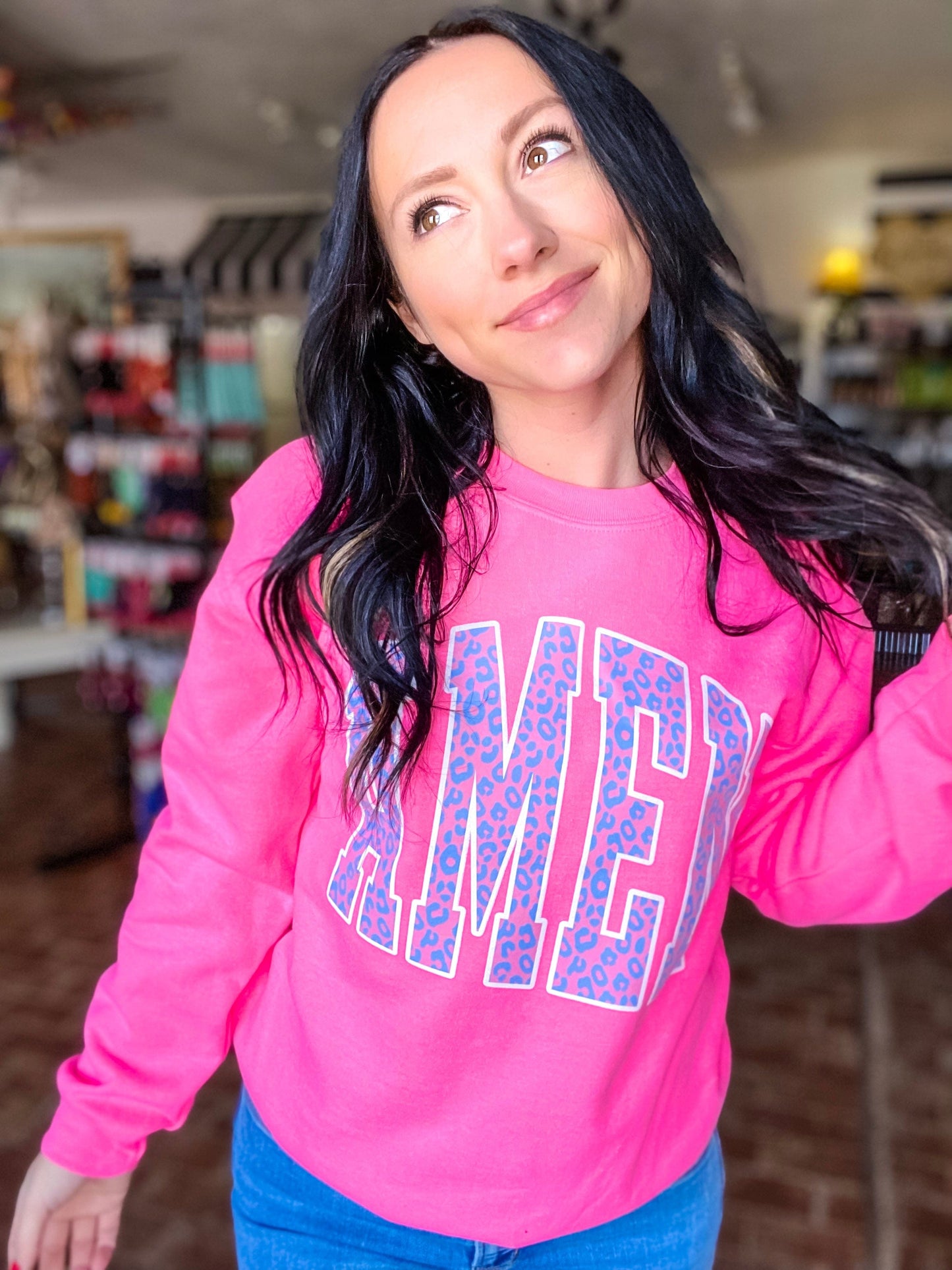 Graphic Tees Leopard Amen Sweatshirt