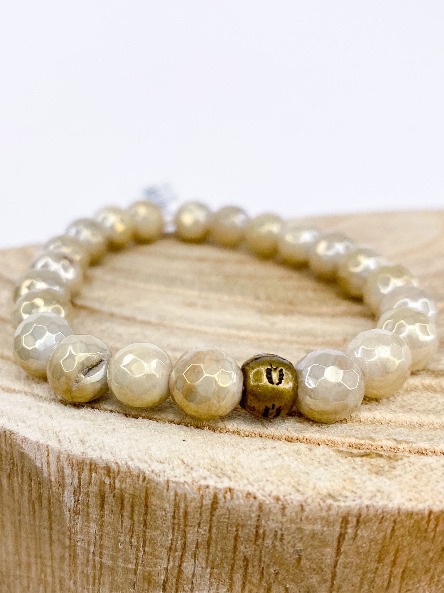 Bracelets Faceted Stretch Bracelet Olive