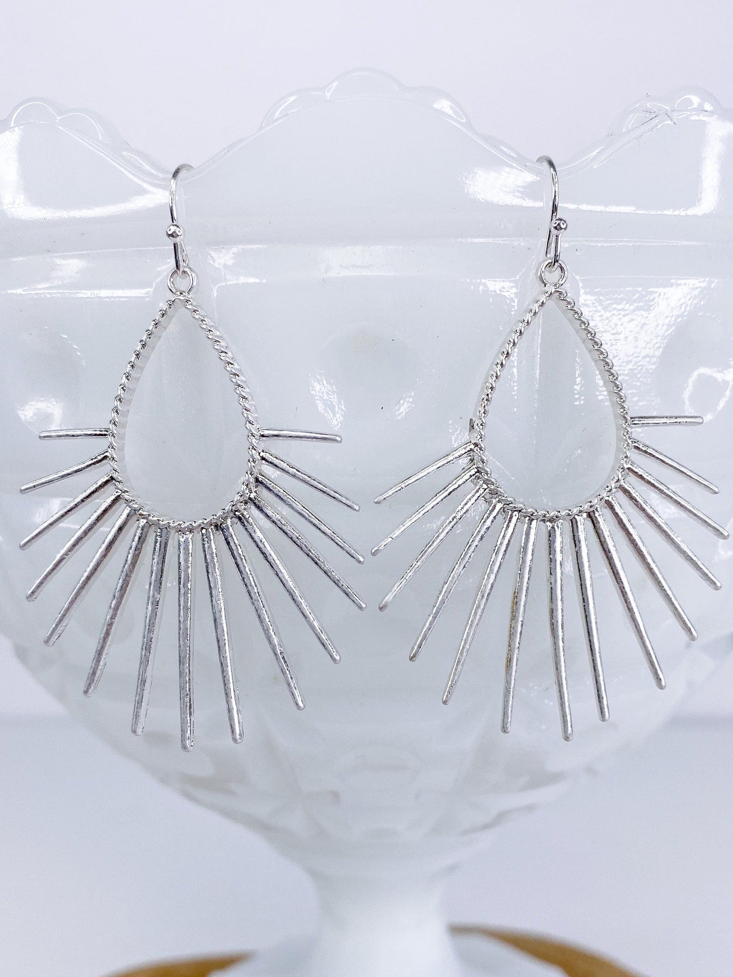 Earrings Ray of Light Earrings-Silver