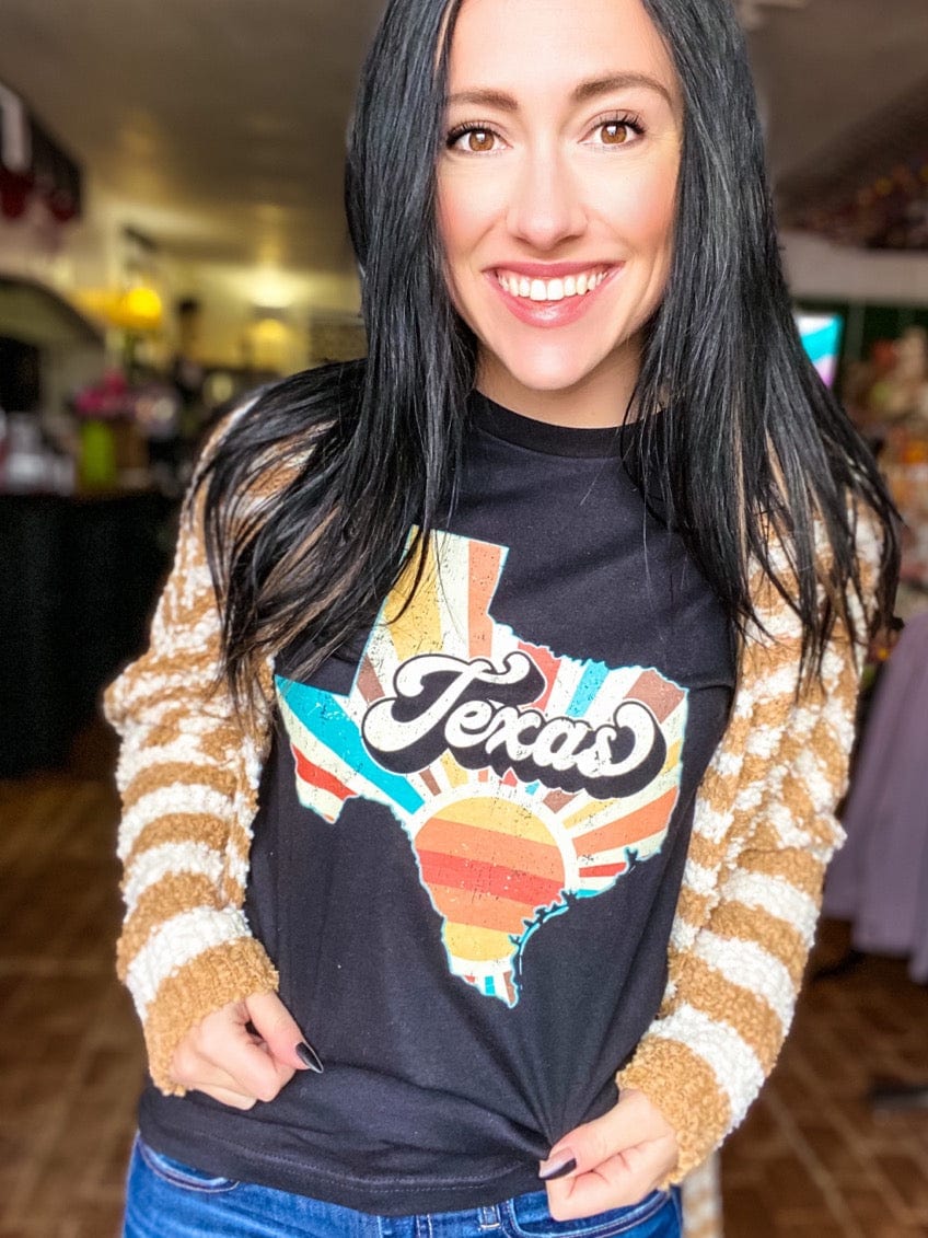 Graphic Tees Retro Texas on Black Tee