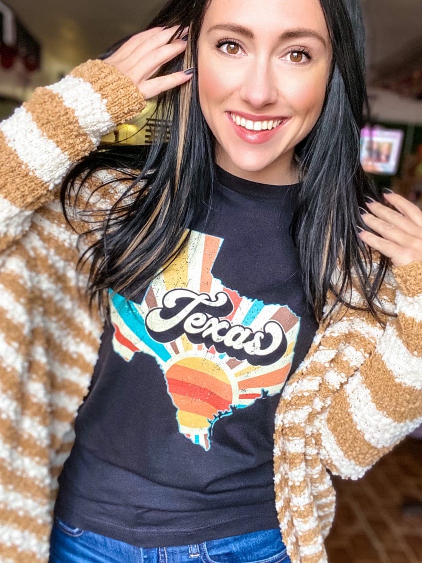 Graphic Tees Retro Texas on Black Tee
