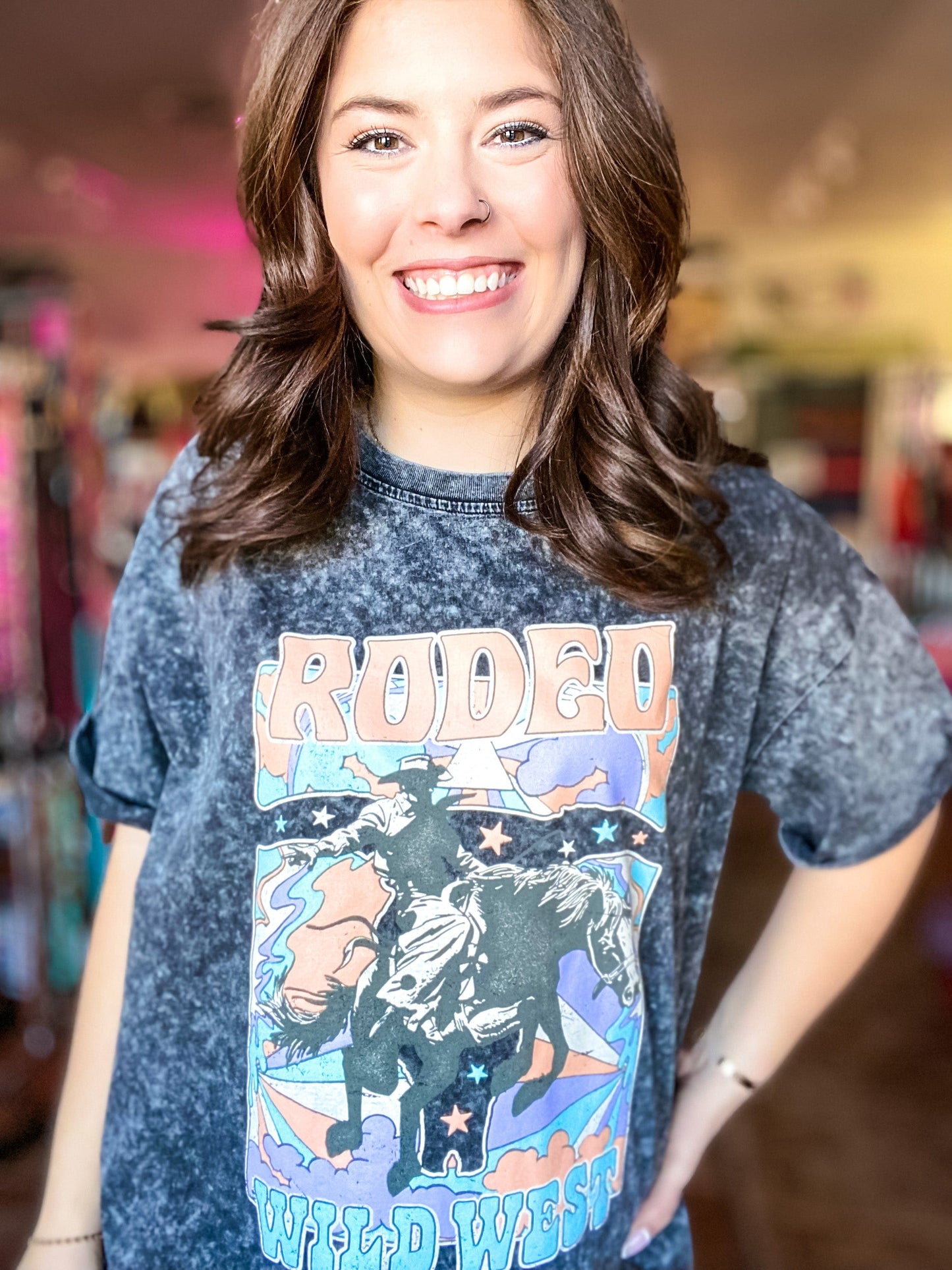 Graphic Tees Rodeo Rocker Tee-Black