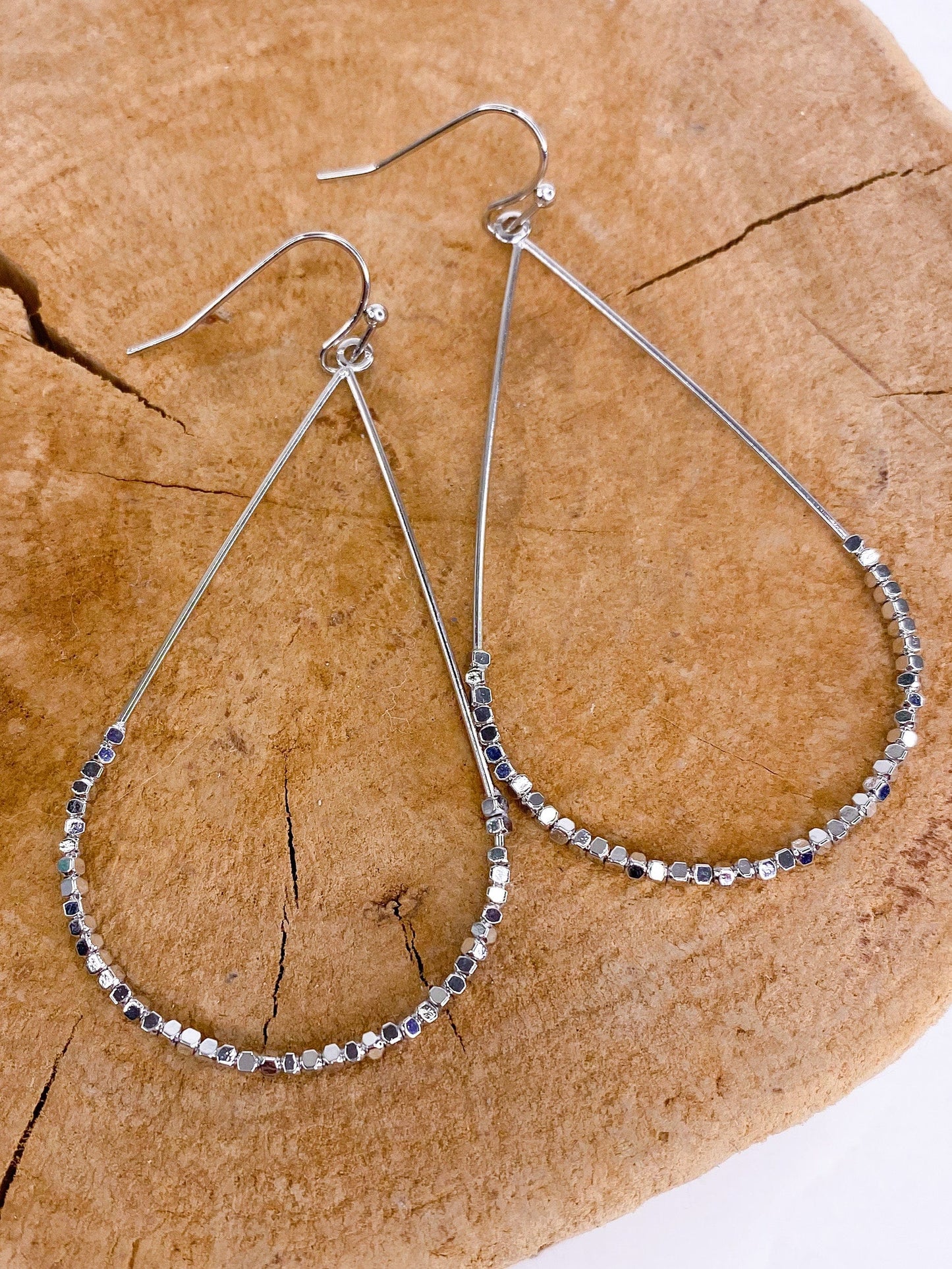 Earrings Shimmer Tear Drop Earring Silver