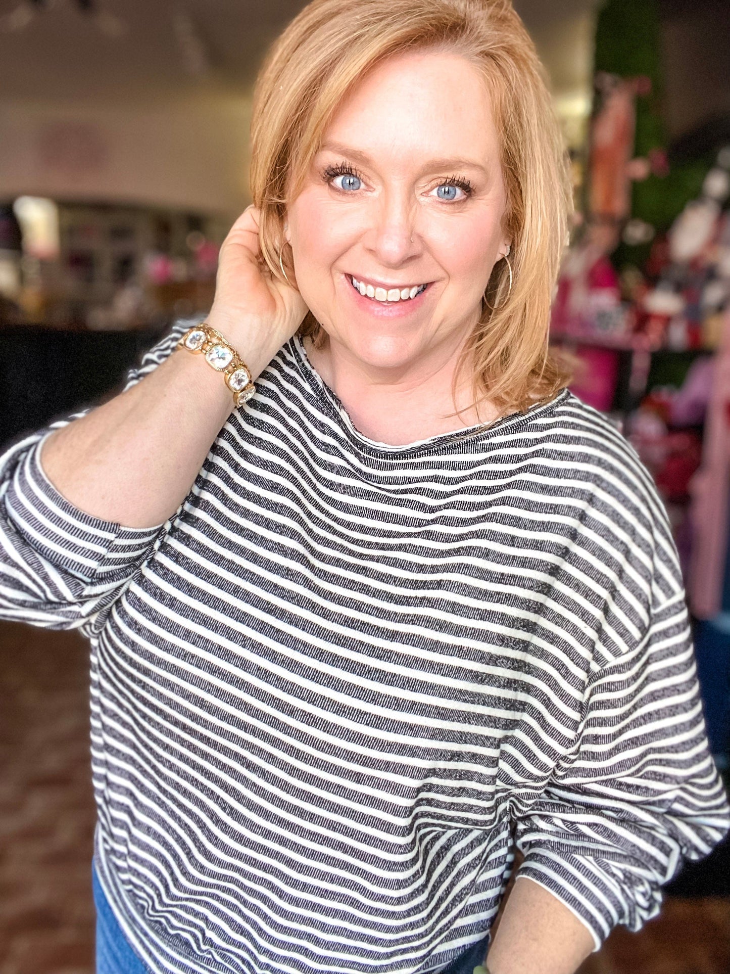 Tops Stripe French Terry Pullover